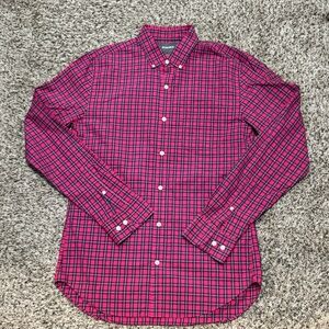 Bonobos Men’s Pink Plaid Slim Fit Button Up Long Sleeve Shirt Size Medium